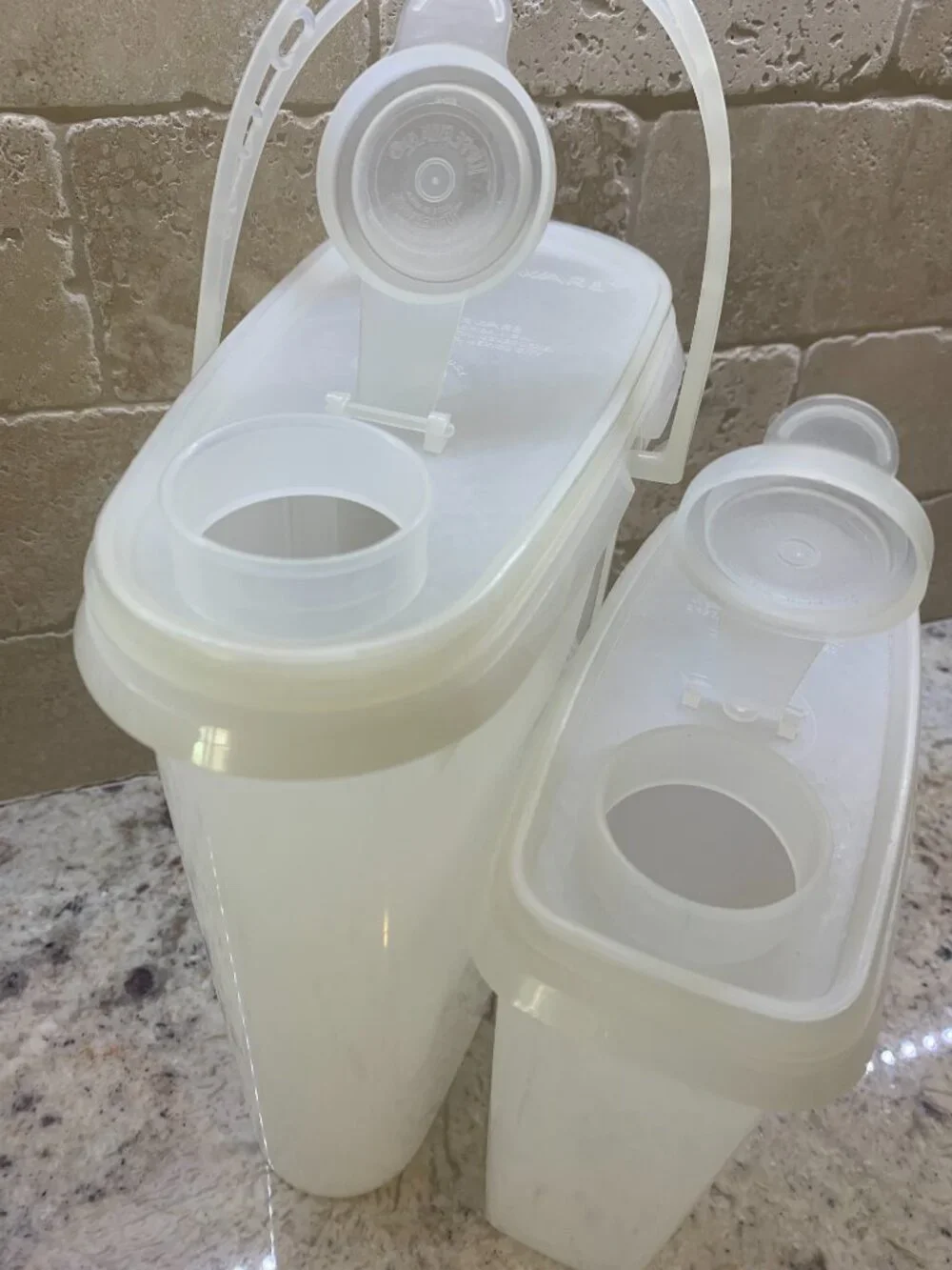 Tupperware 2 QT Slimline Pitcher + 4 cup Stor N Pour - set of 2